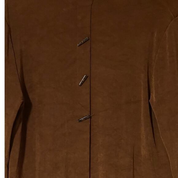 Chico's Travelers Size Small Brown Open Front Cardigan 3/4 Sleeves Back Detail - Picture 3 of 6